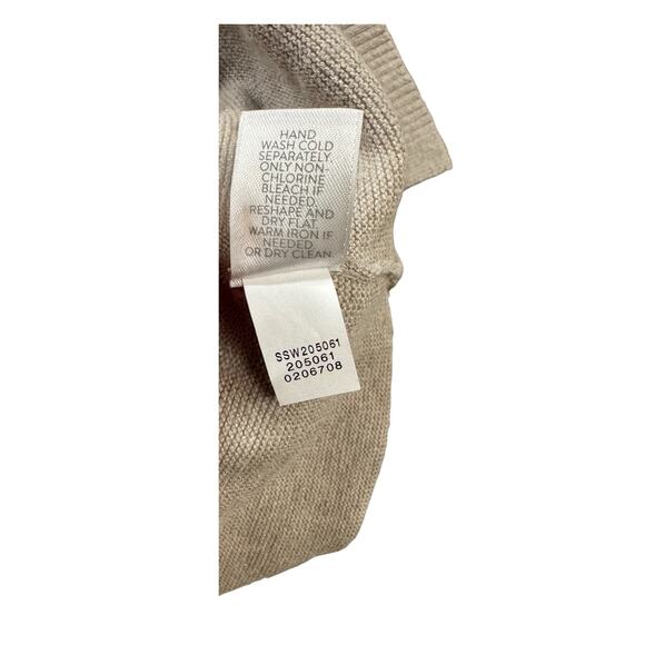 J Jill Womens Medium 100% Cotton Knit Sweater Beige Tan Ribbed Trim Long Sleeve - Picture 5 of 5